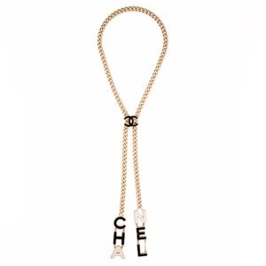 CHANEL LETTER ENAMEL BLACK AND WHITE NECKLACE/ CHOCKER